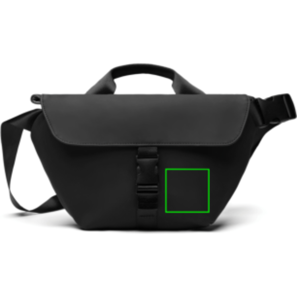 Standskizze: Druckverfahren Digital Transfer auf Position „Artikel Vorderseite rechts (max. 40 x 40 mm)“ – VINGA Baltimore RCS Sling-Bag aus recyceltem Polyester
