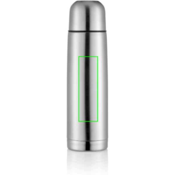 Standskizze: Druckverfahren Lasergravur auf Position „Artikel Rückseite Mitte“ – Isolierflasche Mono 500 ml, doppelwandig vakuumisoliert mit Druckverschluss und Trinkbecher — XD Collection
