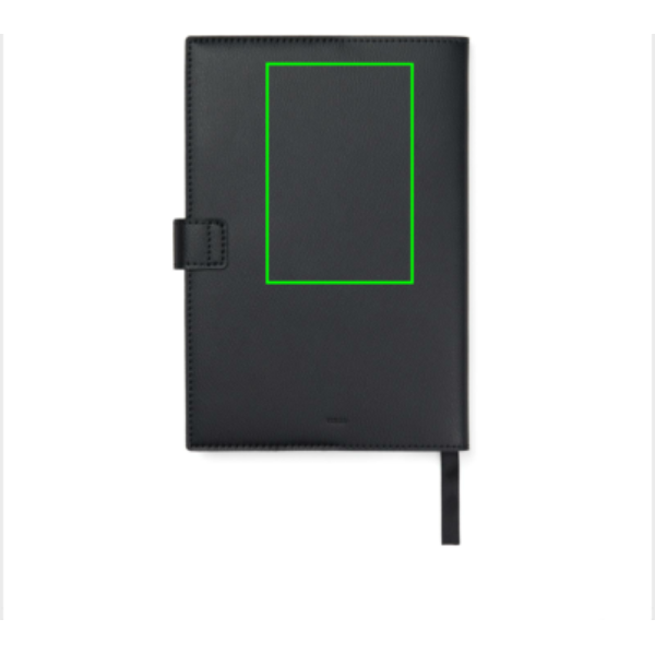 Standskizze: Druckverfahren Digital Transfer auf Position „Artikel Rückseite oben (max. 80 x 120 mm)“ – VINGA Timo Notizbuch A5 aus RCS-recyceltem rPET und Papier