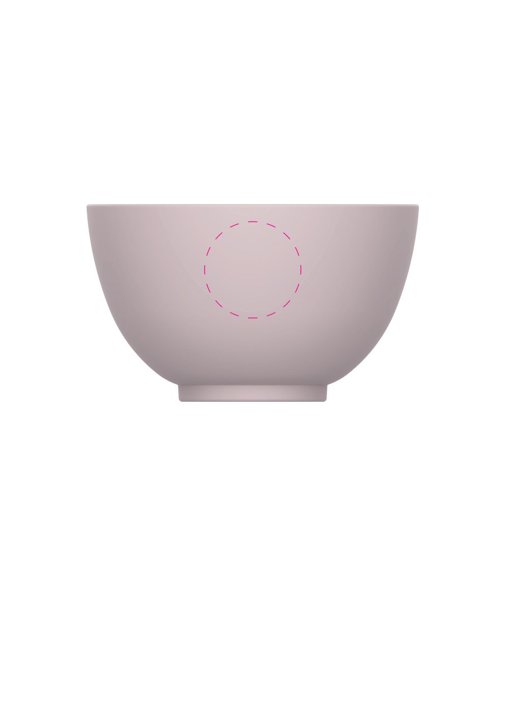 Standskizze: Druckposition „seitlich (max. Ø 40 mm)“ – Müslischale 2 Colour matt 0,5 l – Kunststoff auf Zuckerrohrbasis