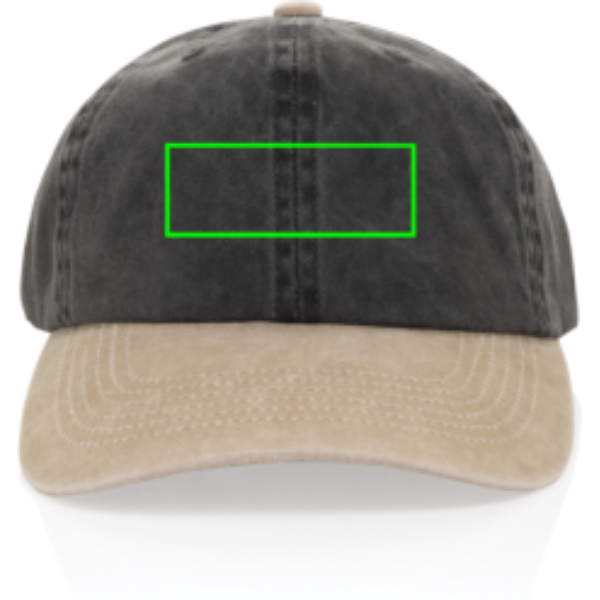 Standskizze: Druckverfahren Bestickung auf Position „Artikel Vorderseite“ – XD Xclusive BEAU AWARE™ Two-Tone 6-Panel-Cap aus recyceltem Cotton-Twill – bestickbar