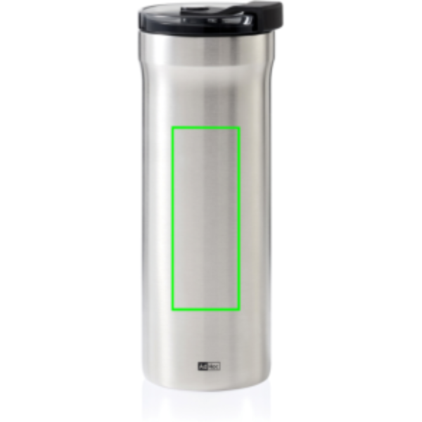 Standskizze: Druckverfahren Lasergravur auf Position „Artikel Vorderseite“ – AdHoc Thermobecher Pulse 500 ml aus Edelstahl mit Logo