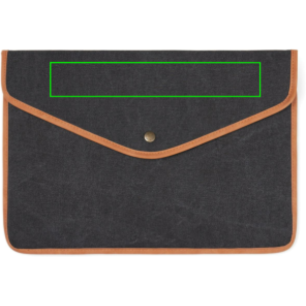 Standskizze: Druckverfahren Digital Transfer auf Position „Artikel Vorderseite oben (max. 180 x 30 mm)“ – VINGA Bosler Laptop-Tasche 16 Zoll aus GRS-recyceltem Canvas