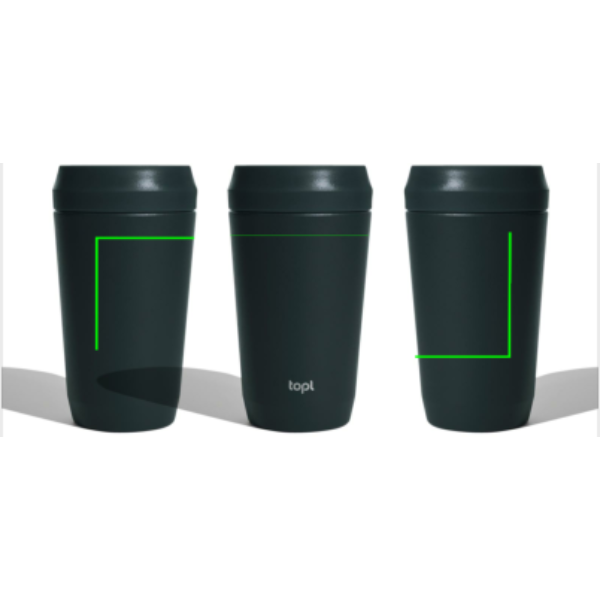 Standskizze: Druckverfahren Siebdruck-gerundet auf Position „Artikel“ – Topl Trinkbecher 354 ml aus recyceltem Edelstahl mit 360°-Deckel