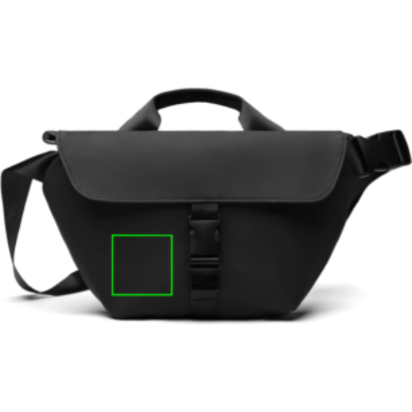 Standskizze: Druckverfahren Siebdruck Transfer auf Position „Artikel Vorderseite links (max. 40 x 40 mm)“ – VINGA Baltimore RCS Sling-Bag aus recyceltem Polyester
