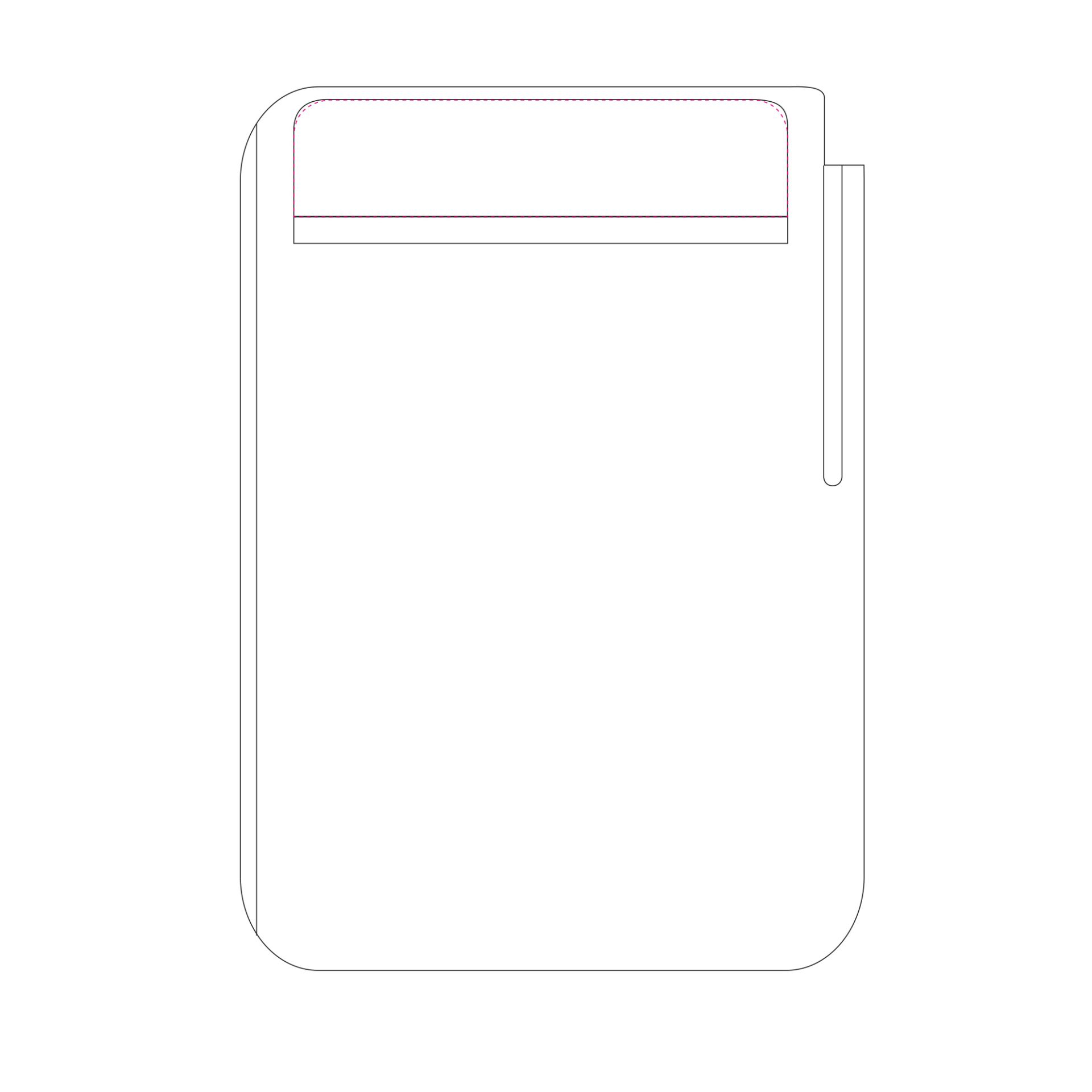 Standskizze: Druckposition „auf Klemme (max. 45×190 mm)“ – Schreibboard DIN A4 schwarz – Klemmbrett mit Visitenkartenhalter