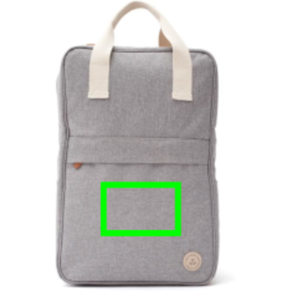 Standskizze: Druckverfahren Siebdruck Transfer auf Position „Artikel Vorderseite unten“ – VINGA Sortino Kühlrucksack aus PET, bedruckbar mit Logo
