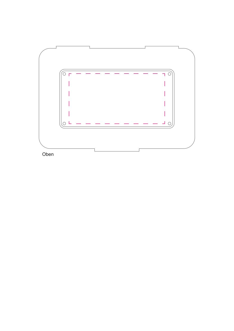 Standskizze: Druckposition „Deckel (max. 86×45 mm)“ – Vorratsdose Break 153 × 105 × 55 mm – Kunststoff mit Klickverschluss