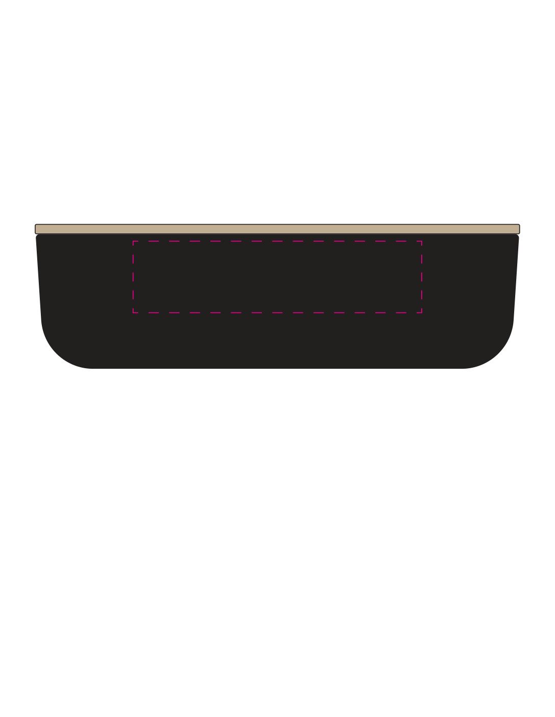 Standskizze: Druckposition „auf Schale (max. 120×30 mm)“ – Vorratsdose Beech – Brotzeitdose mit Buchenholz-Deckel und Elastikband