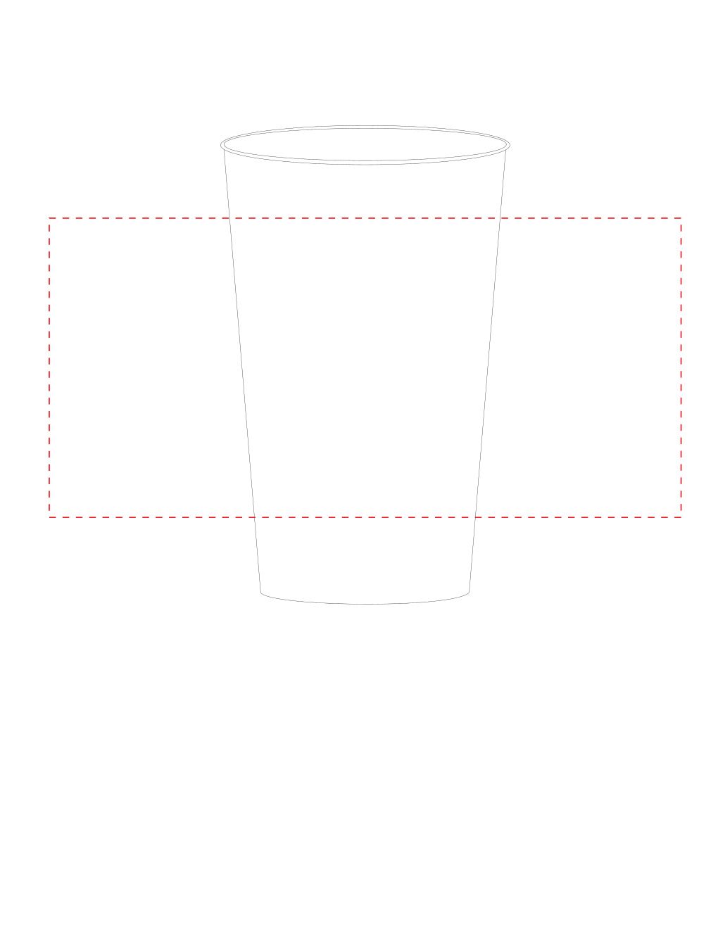 Standskizze: Druckposition „rundum (max. 190×90 mm)“ – Trinkbecher Colour 0,4 l – Kunststoff mit griffiger Struktur