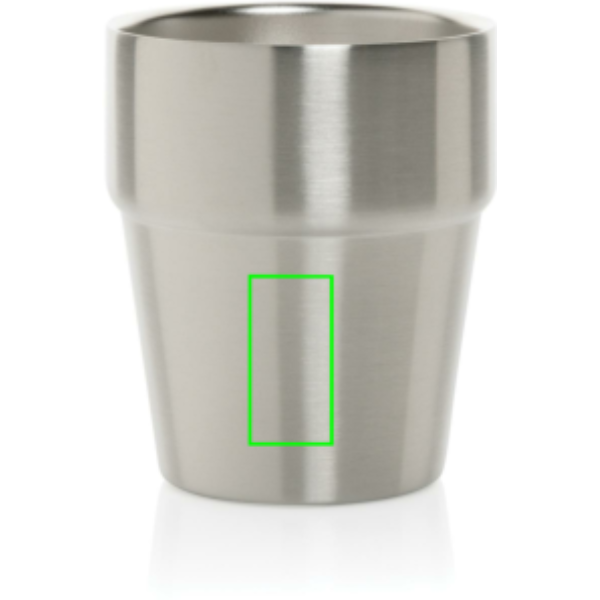 Standskizze: Druckverfahren Lasergravur auf Position „Artikel Vorderseite unten“ – Clark Doppelwandige RCS Kaffeetasse 300 ml aus recyceltem Edelstahl