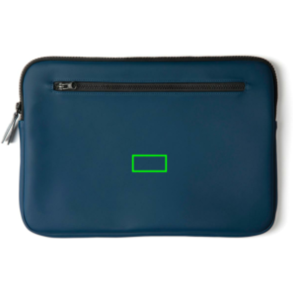 Standskizze: Druckverfahren PU-Etikett Baltimore marineblau auf Position „Artikel Rückseite“ – VINGA Baltimore Laptoptasche 15 Zoll – wasserabweisend, SMETA-auditiert, bedruckbar