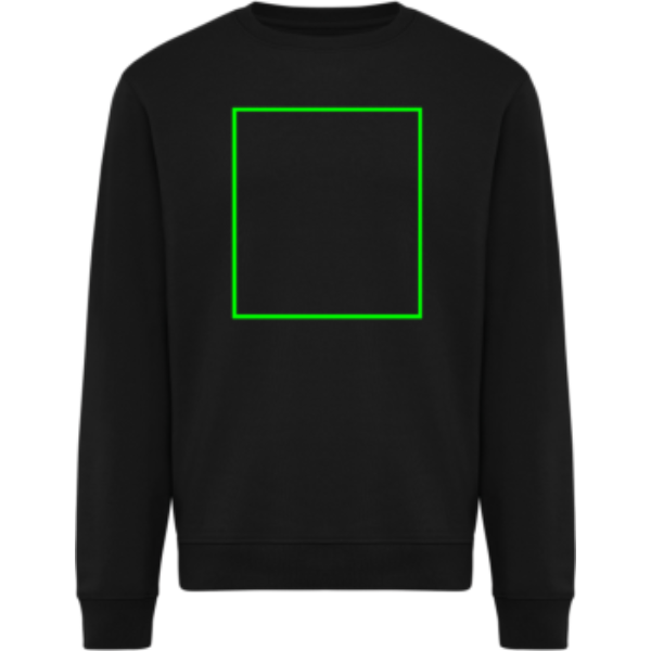 Standskizze: Druckverfahren Digital Transfer auf Position „Artikel Vorderseite“ – IQONIQ Torla Rundhals-Pullover aus Baumwolle, 340 g/m², bedruck- und bestickbar
