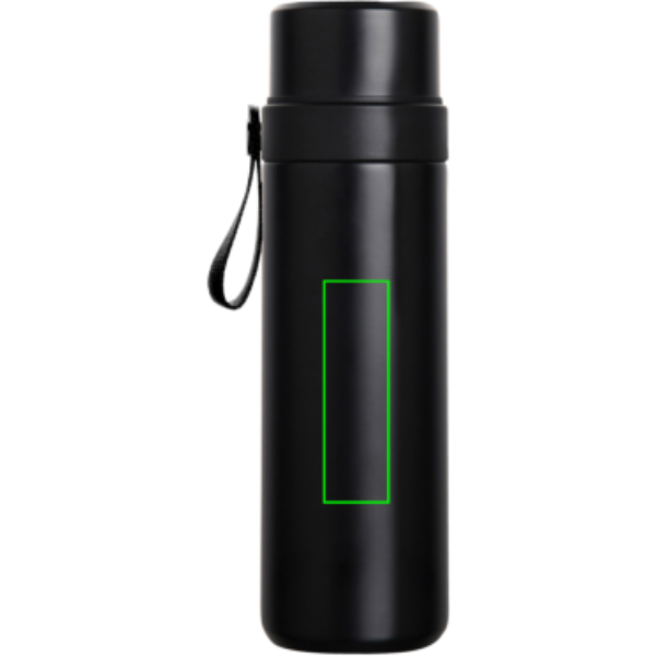 Standskizze: Druckverfahren Tampondruck auf Position „Artikel Vorderseite Mitte“ – Vinga Tono RCS Thermoskanne 750 ml mit 2 Bechern, recycelter Edelstahl, bedruckbar
