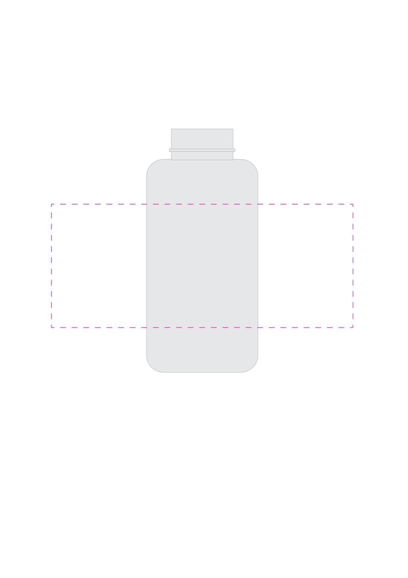Standskizze: Druckposition „mittig auf Flasche (max. 220×90 mm)“ – Trinkflasche School 700 ml – Tritan mit kindgerechtem Verschluss