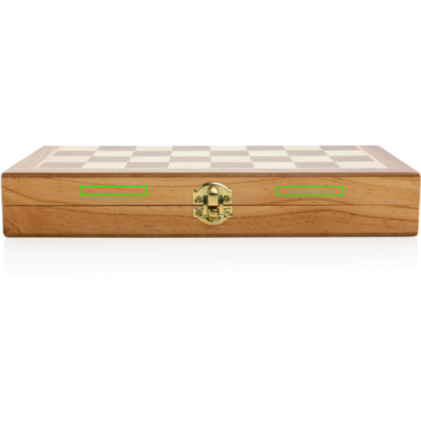 Standskizze: Druckverfahren Tampondruck auf Position „Artikel Vorderseite oben“ – XD Collection Faltbares Schachspiel aus Holz – mit Logo bedruckbar