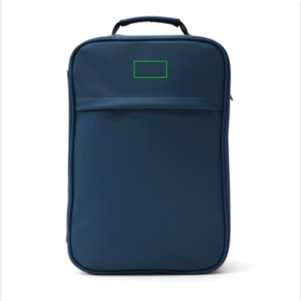Standskizze: Druckverfahren PU-Etikett Baltimore marineblau auf Position „Artikel Vorderseite oben“ – VINGA Baltimore Travel Rucksack 17 Zoll mit Logodruck