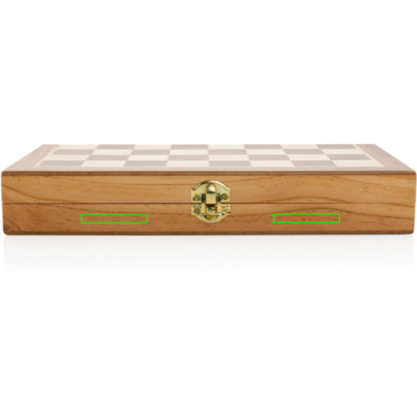 Standskizze: Druckverfahren Tampondruck auf Position „Artikel Vorderseite unten“ – XD Collection Faltbares Schachspiel aus Holz – mit Logo bedruckbar