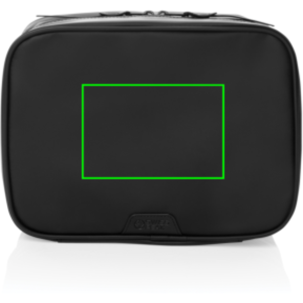 Standskizze: Druckverfahren Digital Transfer auf Position „Artikel Vorderseite (max. 120 x 80 mm)“ – Swiss Peak OSLO RCS Kulturtasche faltbar aus rPET – mit Logo bedruckbar