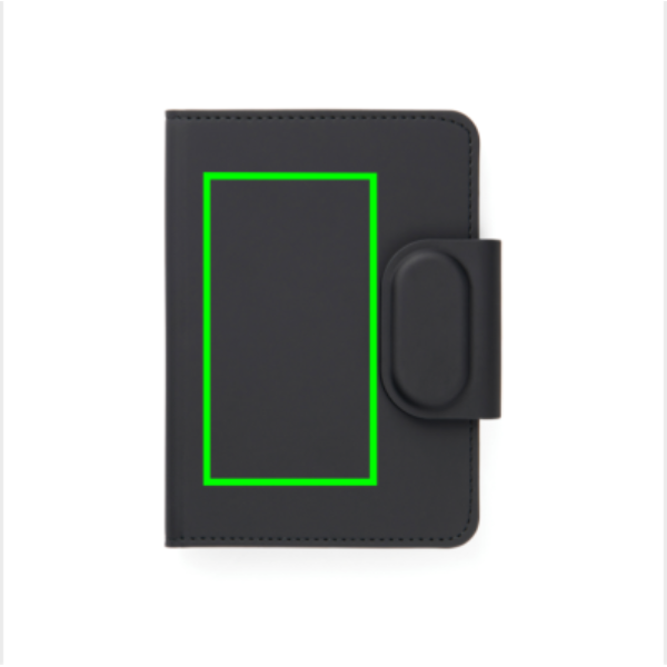Standskizze: Druckverfahren CO2 Gravur auf Position „Artikel Vorderseite“ – VINGA Baltimore RCS Passport Cover mit Dual-Finder – Bluetooth-Tracker für Reisepass