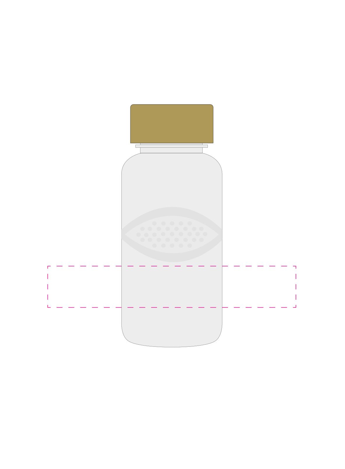 Standskizze: Druckposition „mittig (max. 180×30 mm)“ – Trinkflasche Carve Natural 500 ml – Tritan mit Bambusdeckel