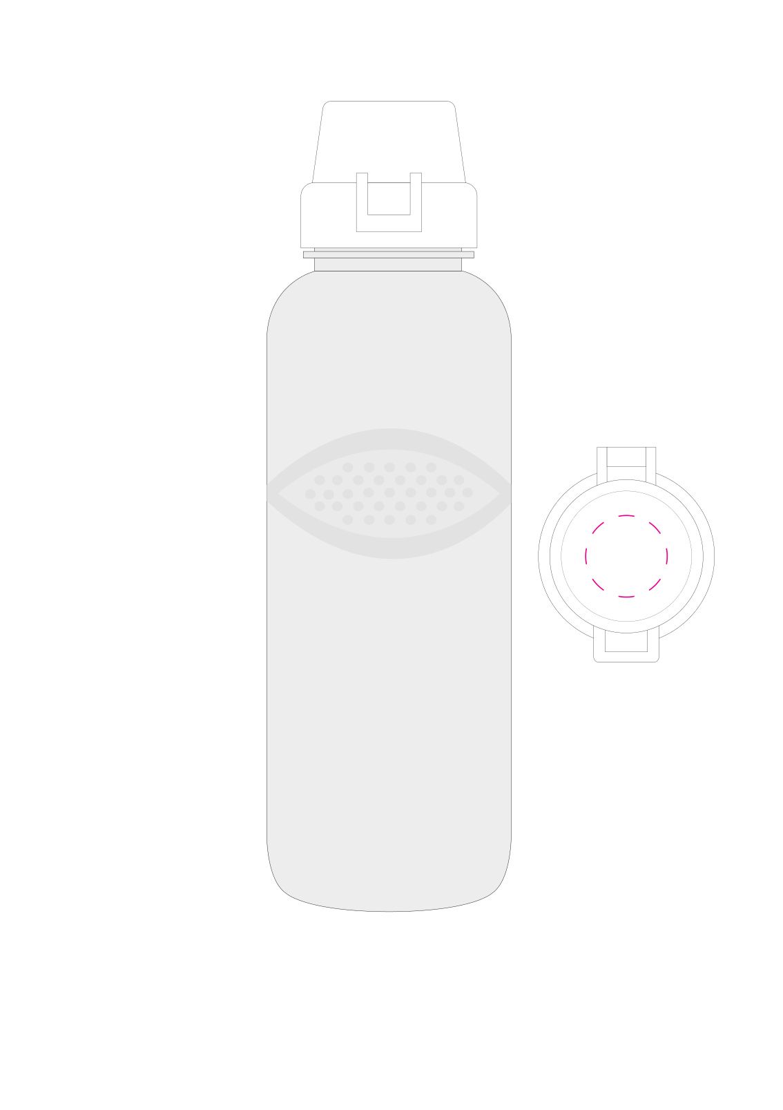 Standskizze: Druckposition „auf Deckel (max. Ø 25 mm)“ – Trinkflasche Carve School 700 ml – Tritan mit Griffmulden