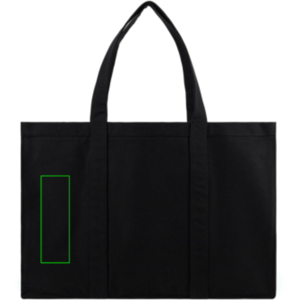 Standskizze: Druckverfahren Siebdruck Transfer auf Position „Artikel Vorderseite links (max. 60 x 180 mm)“ – VINGA Hilo AWARE Maxi-Tote aus recyceltem Canvas (400 g/m²) – mit Logo veredelbar