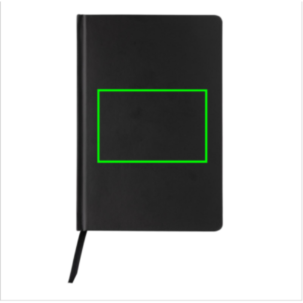Standskizze: Druckverfahren Heißprägung auf Position „Artikel Vorderseite Mitte“ – XD Collection Impact A5 Hardcover-Notizbuch aus Steinpapier