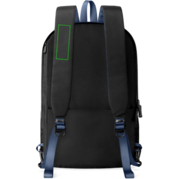 Standskizze: Druckverfahren Siebdruck Transfer auf Position „Tragegurt rechts (max. 35 x 100 mm)“ – XD Design Switch 2-in-1 Rucksack aus recyceltem Nylon mit Logo bedruckbar