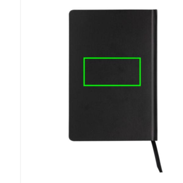 Standskizze: Druckverfahren Tampondruck auf Position „Artikel Rückseite Mitte“ – XD Collection Impact A5 Hardcover-Notizbuch aus Steinpapier