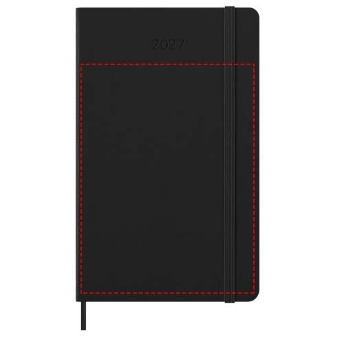 Standskizze: Druckverfahren Digitaldruck auf Position „Vorderseite“ – Moleskine Hardcover 12 Monate Wochenkalender L horizontal