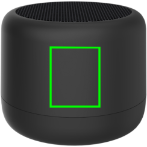 Standskizze: Druckverfahren Tampondruck auf Position „Artikel Vorderseite (max. 25 x 30 mm)“ – XD Xclusive Peblo 3W Bluetooth-Lautsprecher aus recyceltem ABS mit austauschbarem Akku, mit Logo bedruckbar