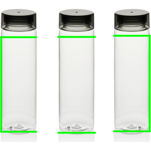 Standskizze: Druckverfahren 360°-Rundum-Digitaldruck auf Position „Artikel“ – VINGA Cott RCS RPET-Wasserflasche 600 ml mit Logodruck