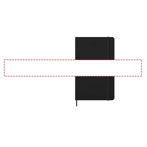 Standskizze: Druckverfahren Digitaldruck auf Papier auf Position „Papierband (max. 460 x 55 mm)“ – Moleskine Hardcover 12 Monate Wochenkalender L horizontal