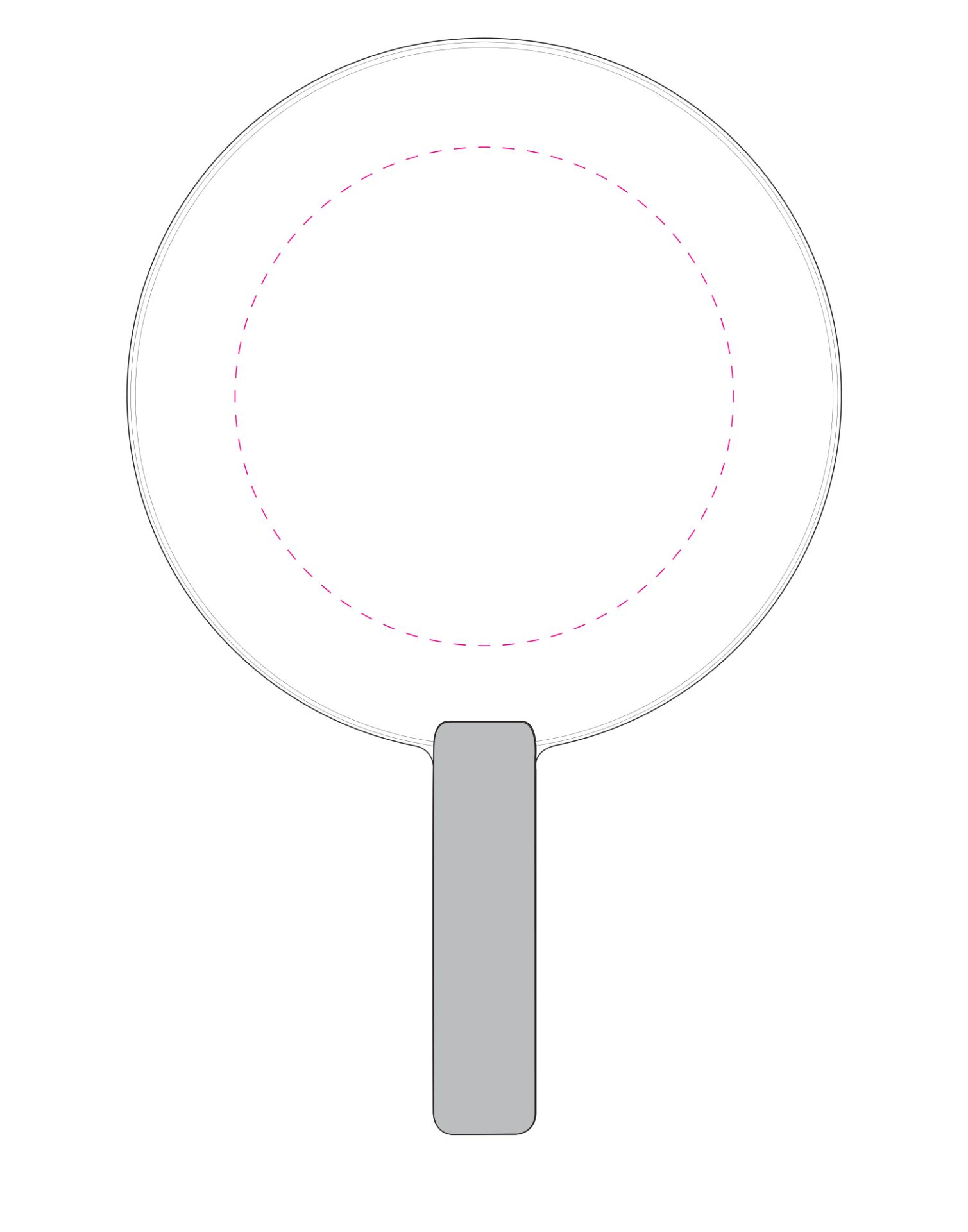 Standskizze: Druckposition „mittig (max. Ø 170 mm)“ – Beachball-Set Sun – Strandspiel mit 2 Schlägern und PU-Schaumball