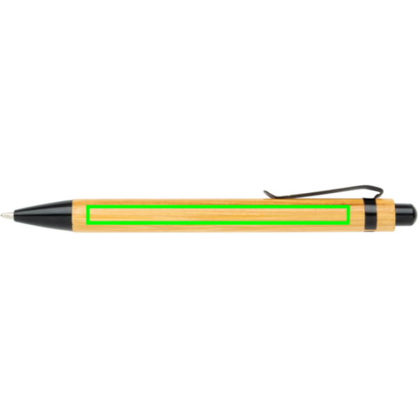 Standskizze: Druckverfahren CO2 Gravur auf Position „neben dem Clip (max. 6 x 80 mm)“ – A5 Bambus Notizbuch mit Bambusstift, bedruckbar