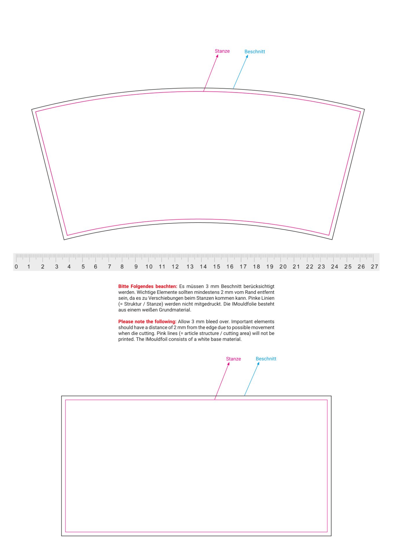 Standskizze: Druckposition „mittig (max. 204×106 mm)“ – Mehrwegbecher Pfand 0,3 l – stapelbar mit Füllmarkierung