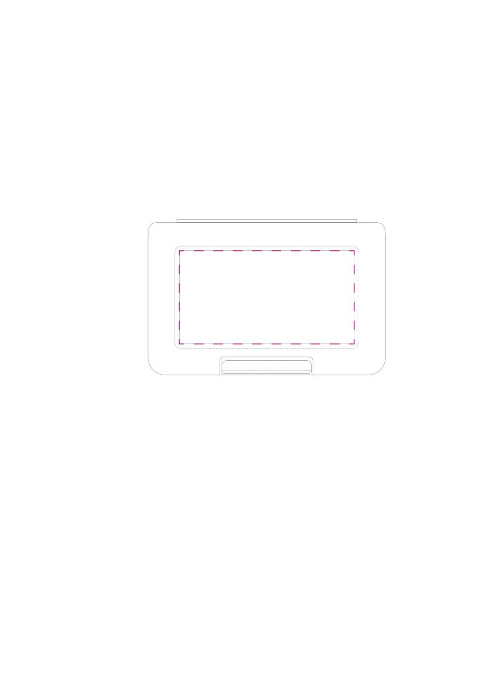 Standskizze: Druckposition „mittig (max. 75×40 mm)“ – Universalbox Mini – Kunststoffdose 101 × 67 × 11 mm