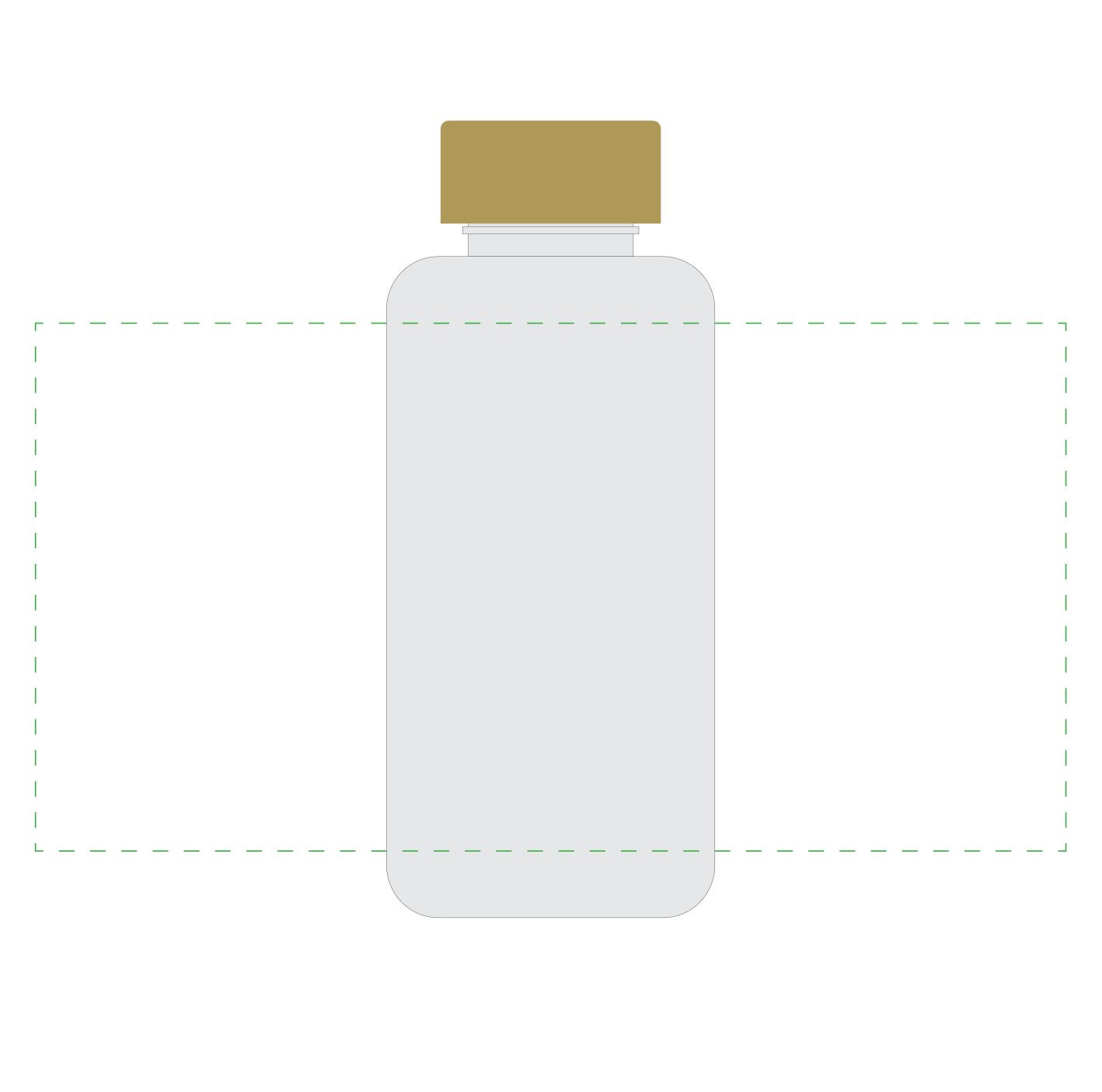 Standskizze: Druckposition „rundum auf transparente Flasche (max. 281×144 mm)“ – Tritan-Trinkflasche Natural 1,0 l – mit Bambusdeckel, auslaufsicher