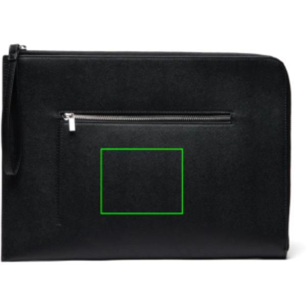 Standskizze: Druckverfahren Digital Transfer auf Position „Artikel Vorderseite Mitte“ – VINGA Bermond 16" Laptop-Sleeve aus 41 % recyceltem PET (RCS) – mit Logo veredelbar
