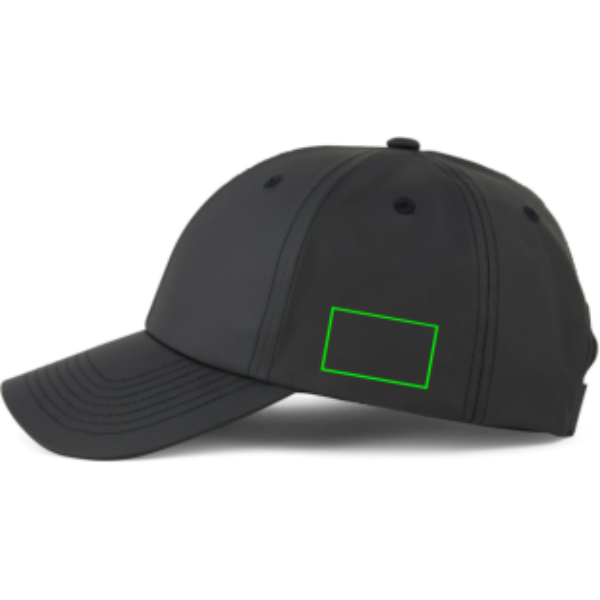 Standskizze: Druckverfahren Bestickung auf Position „Artikelseite links“ – VINGA Baltimore AWARE™ 6-Panel-Cap aus recyceltem PET