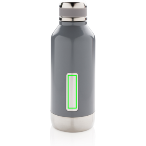 Standskizze: Druckverfahren Lasergravur auf Position „Metallplatte (max. 12 x 45 mm)“ – XD Collection Vakuumflasche 500 ml mit Logoplatte, auslaufsicher, Edelstahl