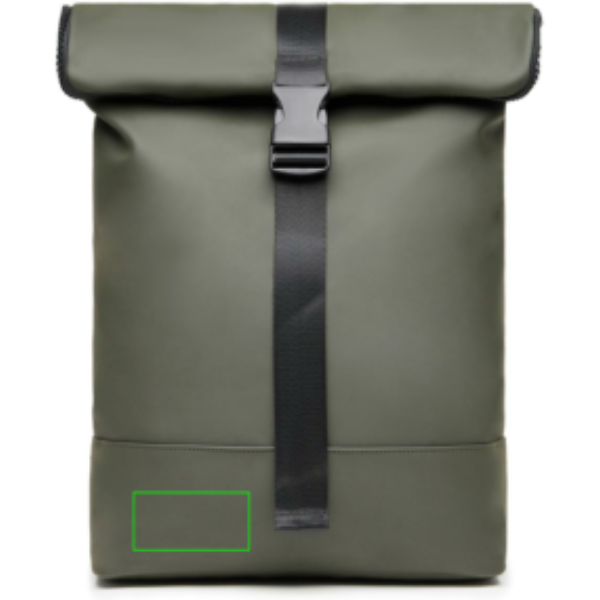 Standskizze: Druckverfahren Siebdruck Transfer auf Position „Artikel linke Seite unten“ – VINGA Baltimore Fahrradtasche mit 17-Zoll-Laptopfach, wandelbar zum Rucksack