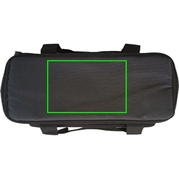 Standskizze: Druckverfahren Siebdruck Transfer auf Position „Artikel oben (max. 120 x 80 mm)“ – Impact AWARE RPET Kühltasche schwarz – mit Logo bedruckbar