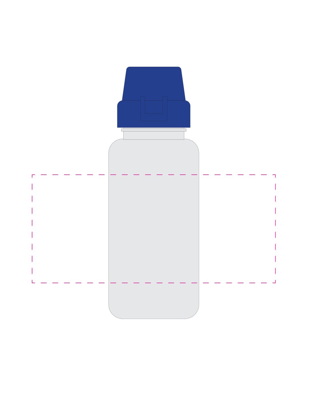 Standskizze: Druckposition „rundum (max. 180×100 mm)“ – Trinkflasche School 400 ml – Tritan mit Silikon-Strap