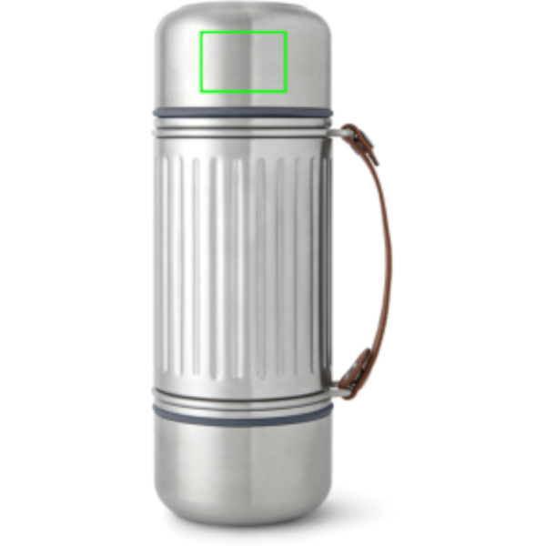 Standskizze: Druckverfahren Lasergravur auf Position „Deckel“ – Black+Blum Explorer Flasche Duo 1L Edelstahl Vakuum mit 2 Bechern – mit Logo veredelbar