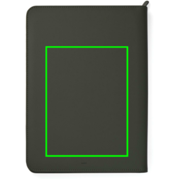 Standskizze: Druckverfahren CO2 Gravur auf Position „Artikel Rückseite“ – VINGA Baltimore RCS A4 Portfolio aus recyceltem Polyester – bedruckbar