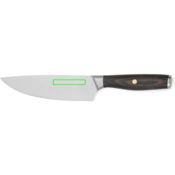 Standskizze: Druckverfahren Lasergravur auf Position „Messer (max. 60 x 10 mm)“ – VINGA Tara Chefmesser aus 5Cr15Mov-Edelstahl mit Pakkaholz-Griff, mit Lasergravur veredelbar