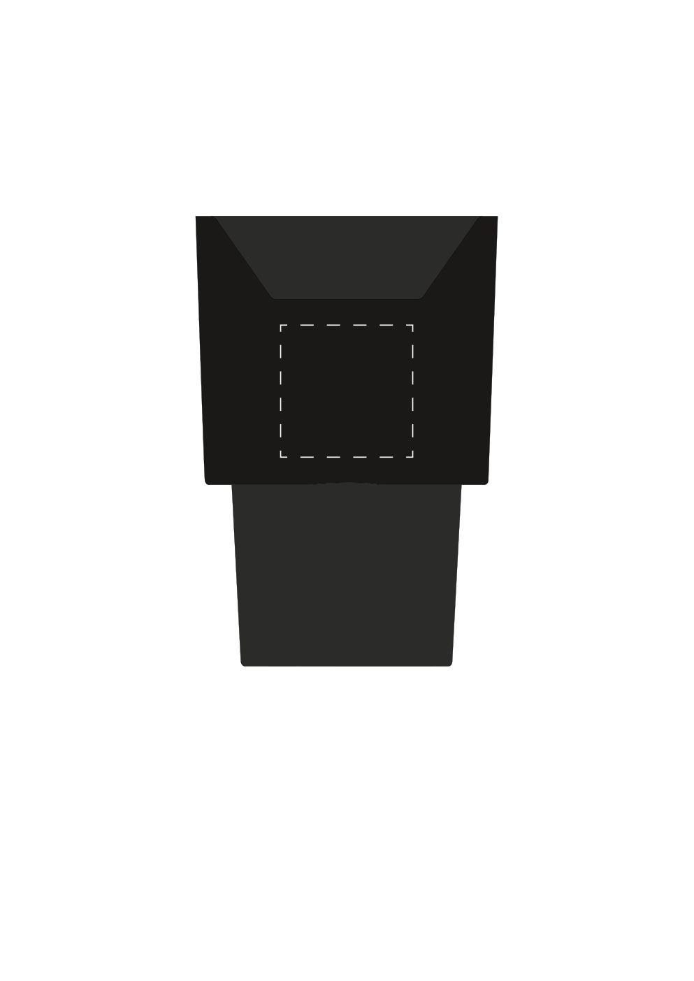 Standskizze: Druckposition „vorne mittig (max. 40×40 mm)“ – Car Organizer Classic – Kunststoff-Ablage für Getränkehalter