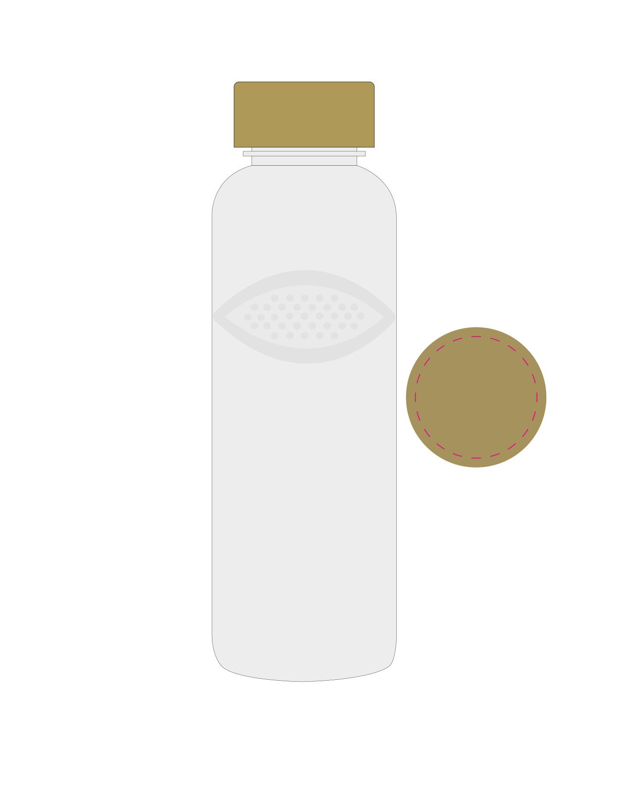 Standskizze: Druckposition „auf Deckel (max. Ø 52 mm)“ – Trinkflasche Carve Natural 1,0 l – Tritan mit Bambusdeckel